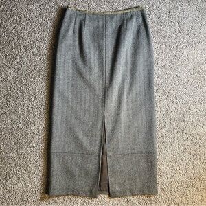 Benard Couture wool maxi‎ skirt 10 brown vintage business classic office neutral